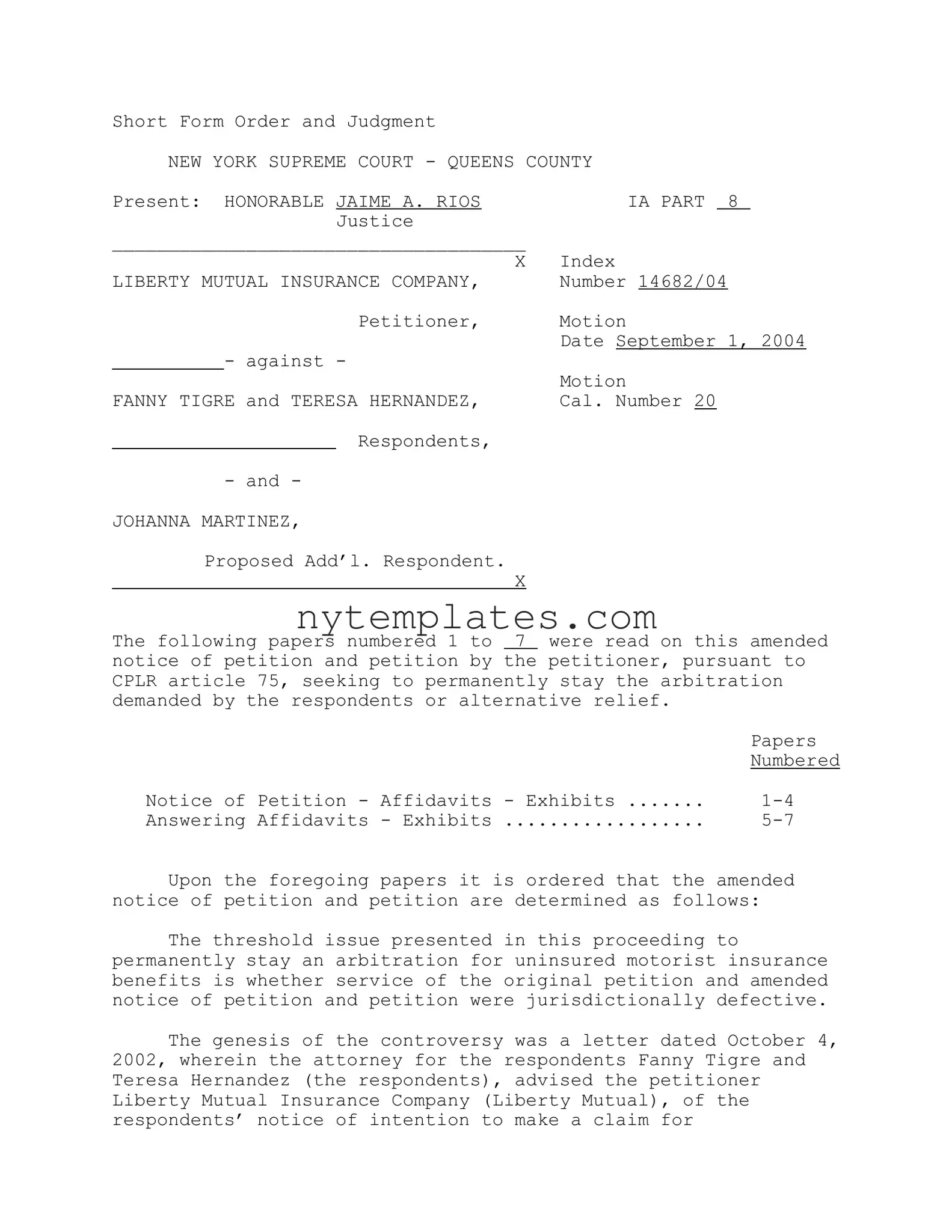 Fillable Judgment New York Supreme Court Form in PDF