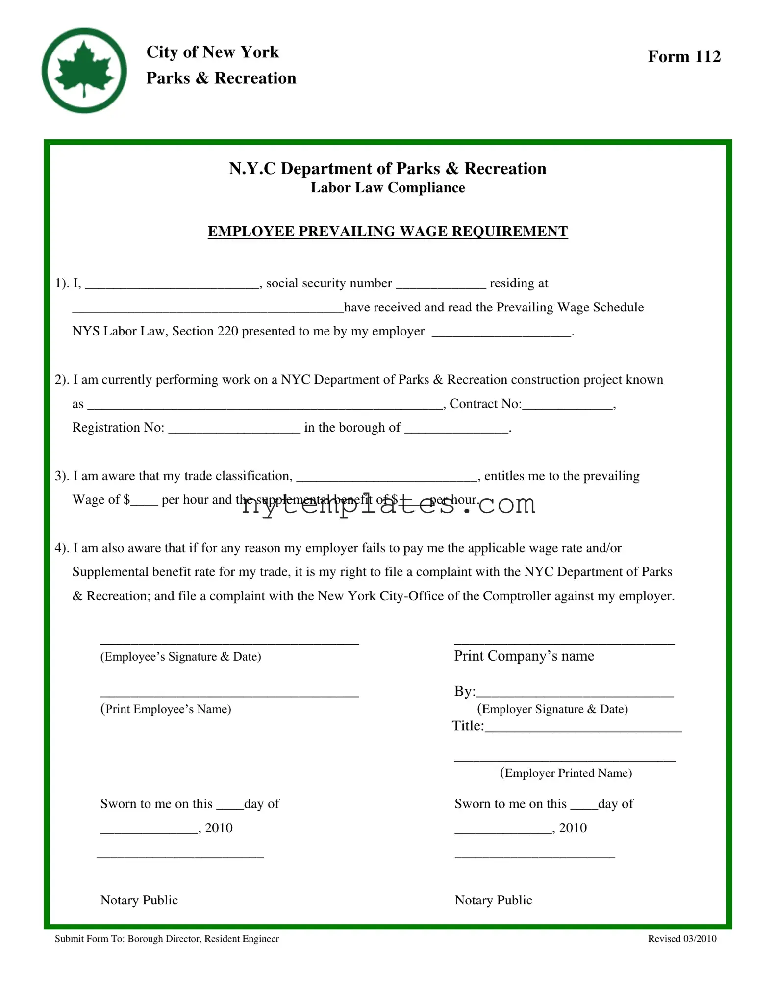 Fillable New York 112 Form in PDF
