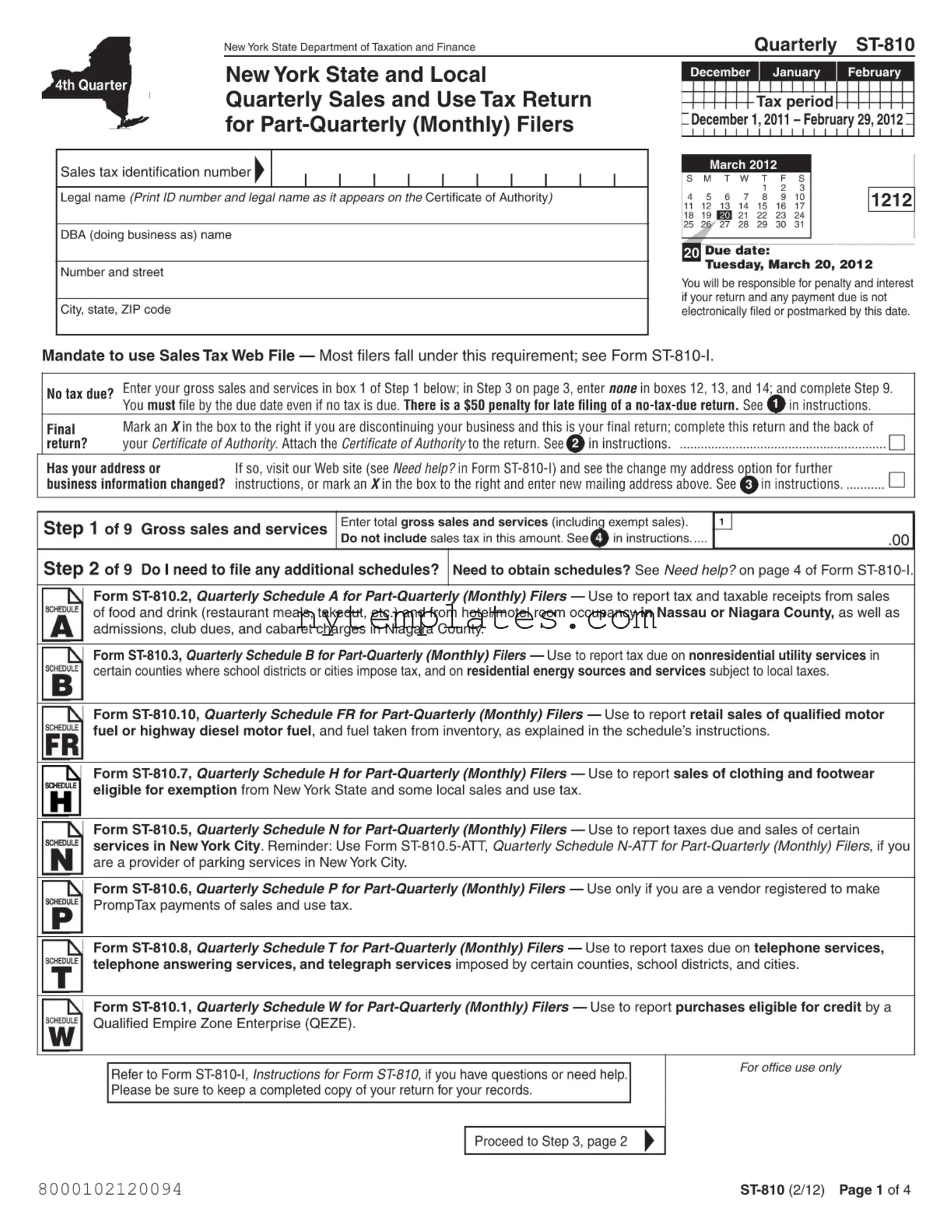 Fillable New York 810 Form in PDF