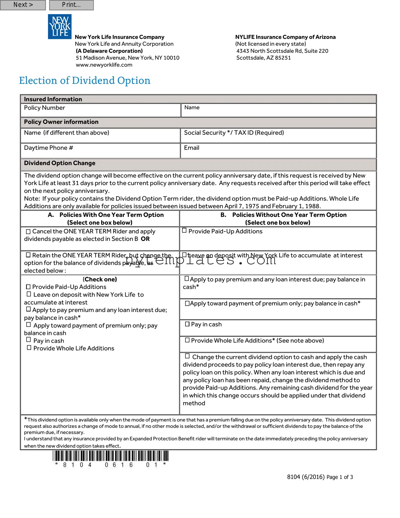 Fillable New York 8104 Form in PDF