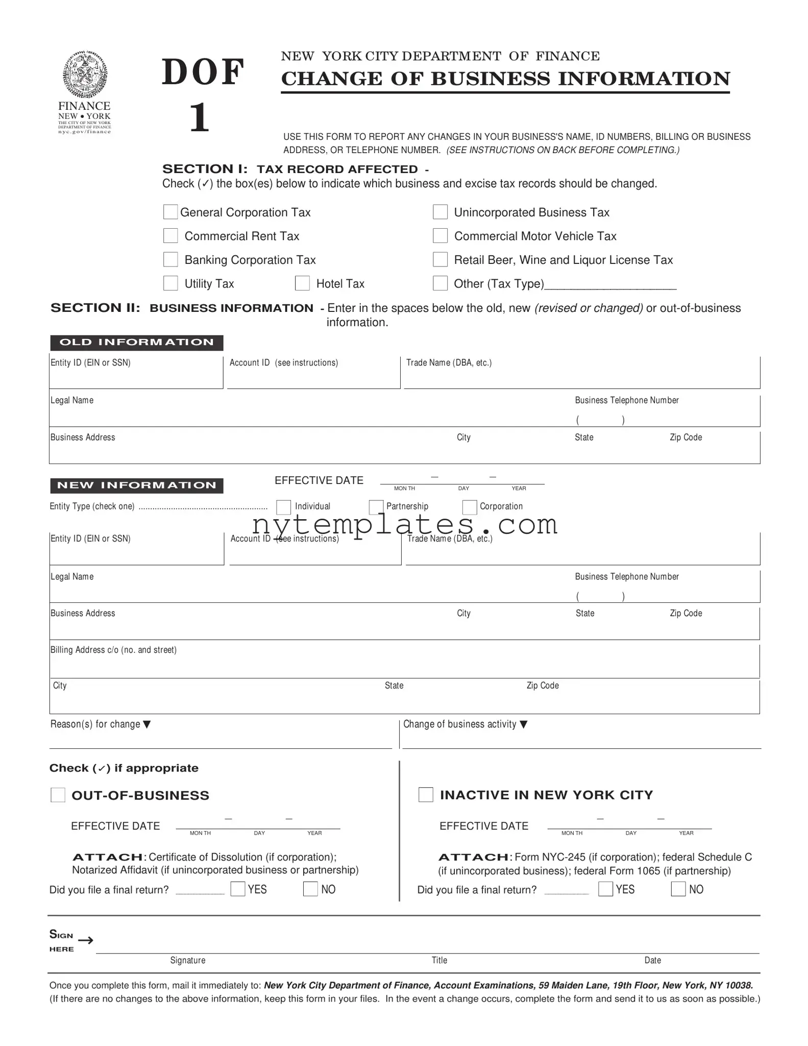 Fillable New York Dof 1 Form in PDF