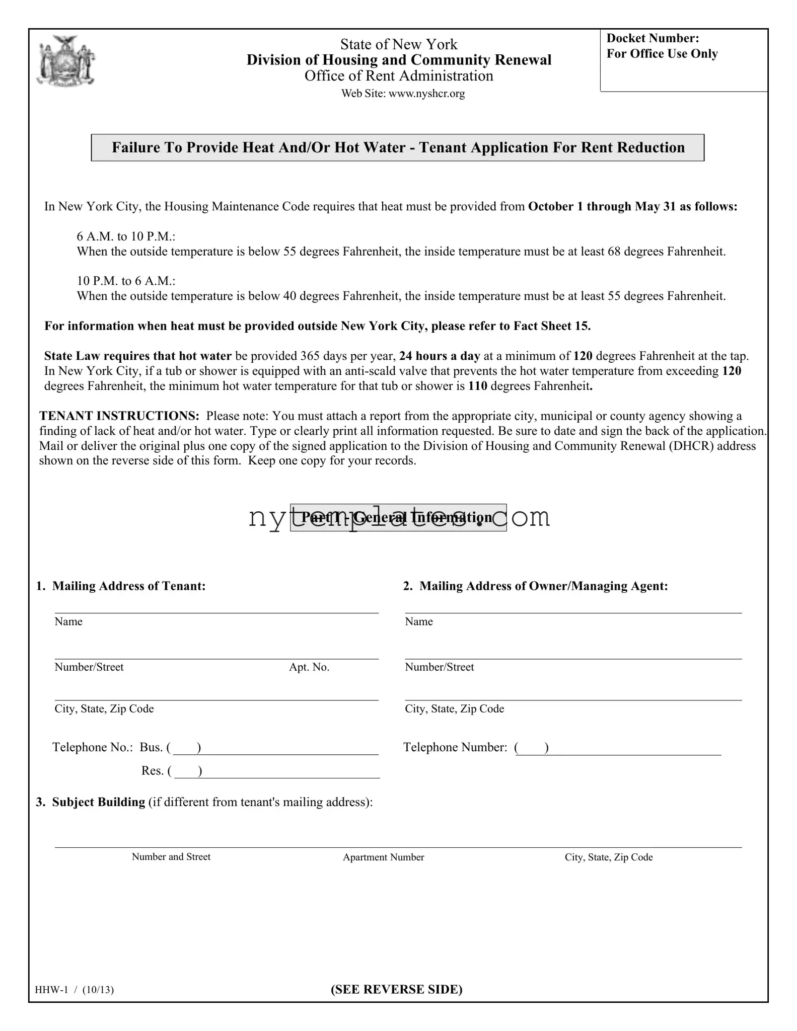 Fillable New York Hhw 1 Form in PDF