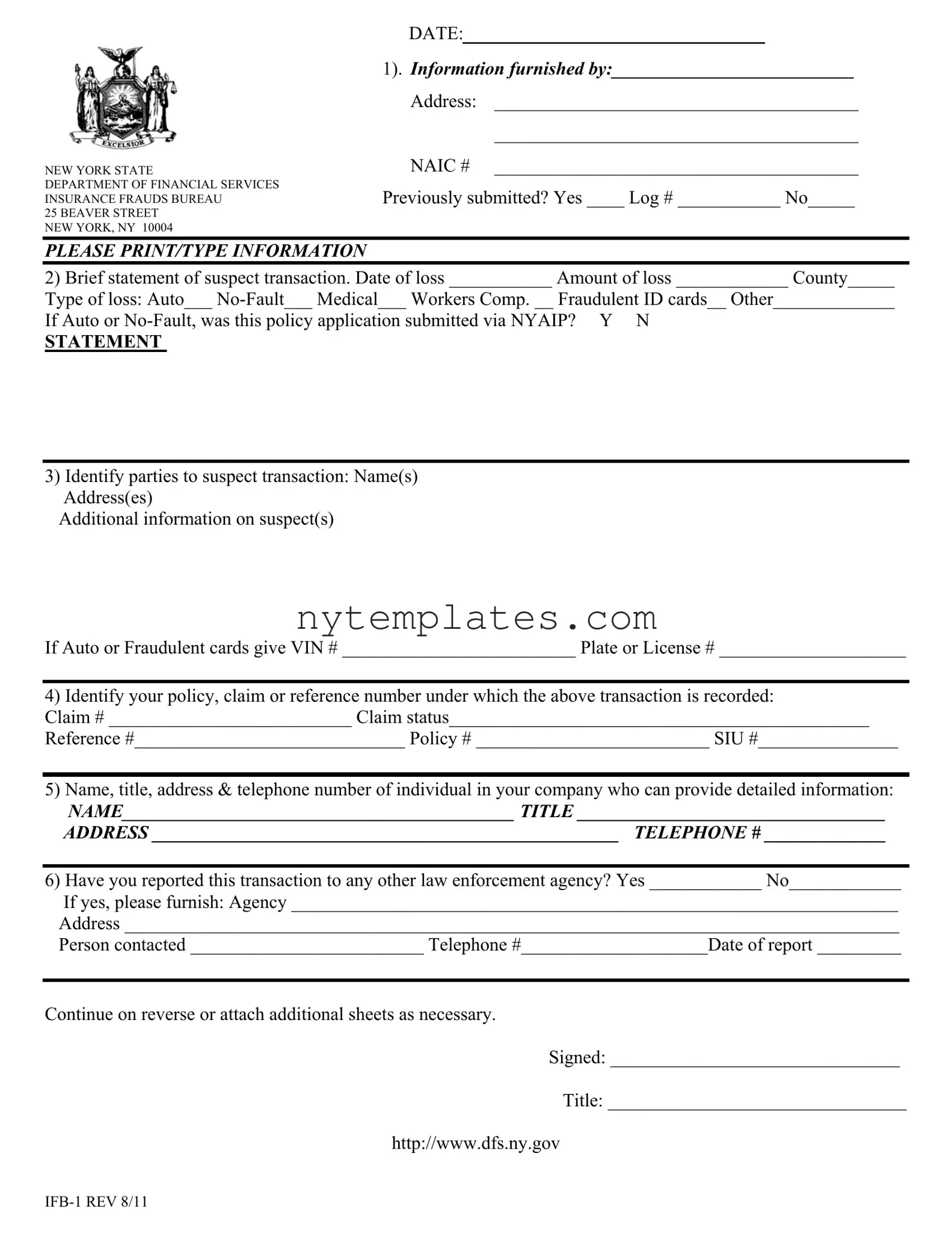 Fillable New York Ifb 1 Form in PDF