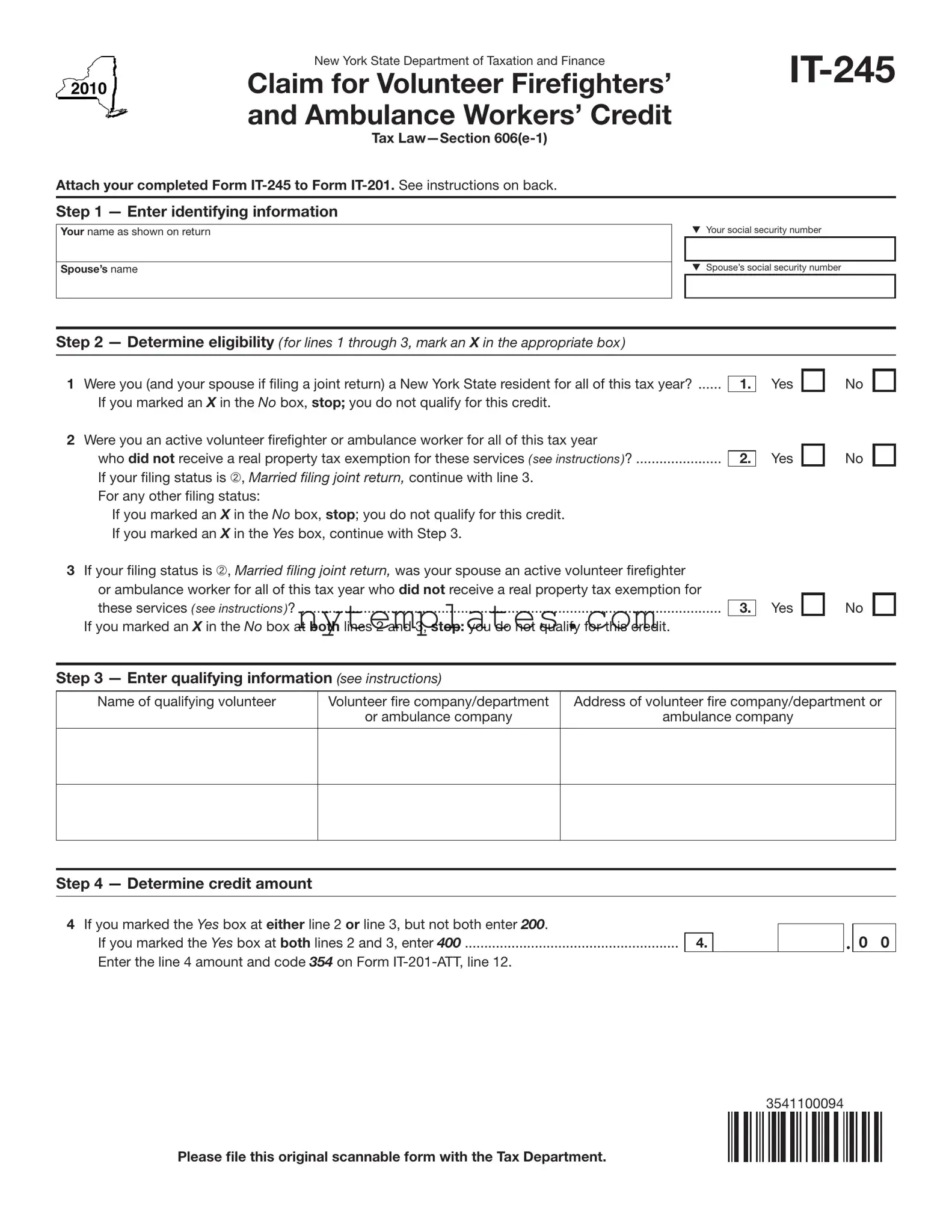 Fillable New York It 245 Form in PDF