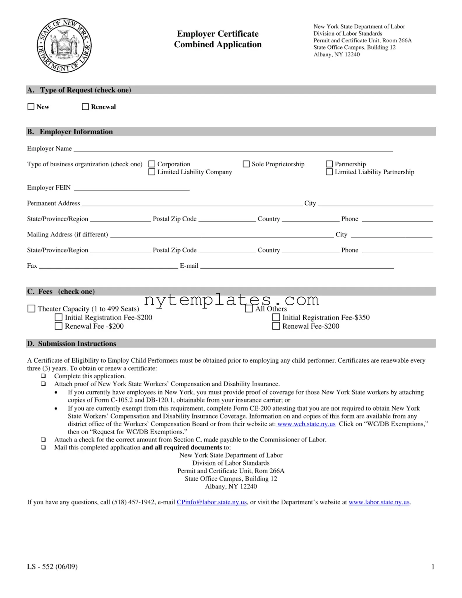 Fillable New York Ls 552 Form in PDF