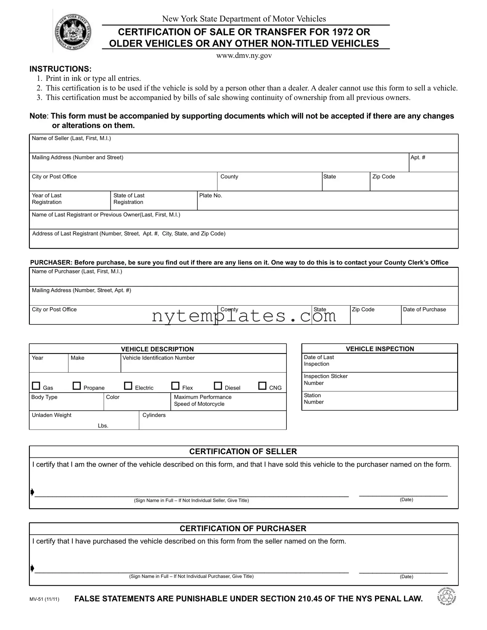 Fillable New York Mv51 Form in PDF