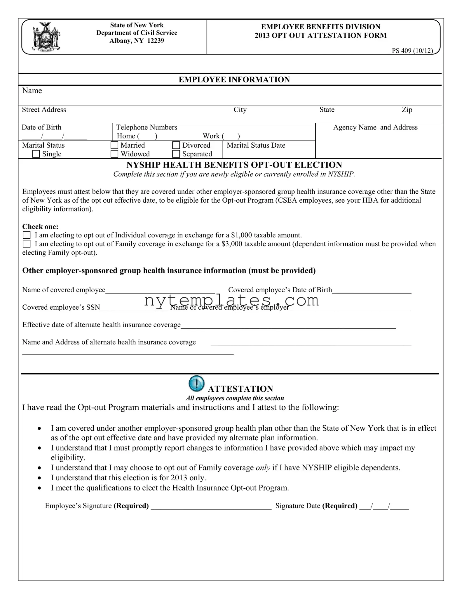 Fillable New York Ps 409 Form in PDF