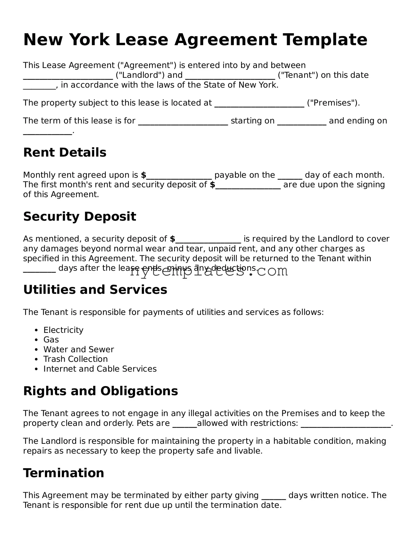 New York Lease Agreement Form
