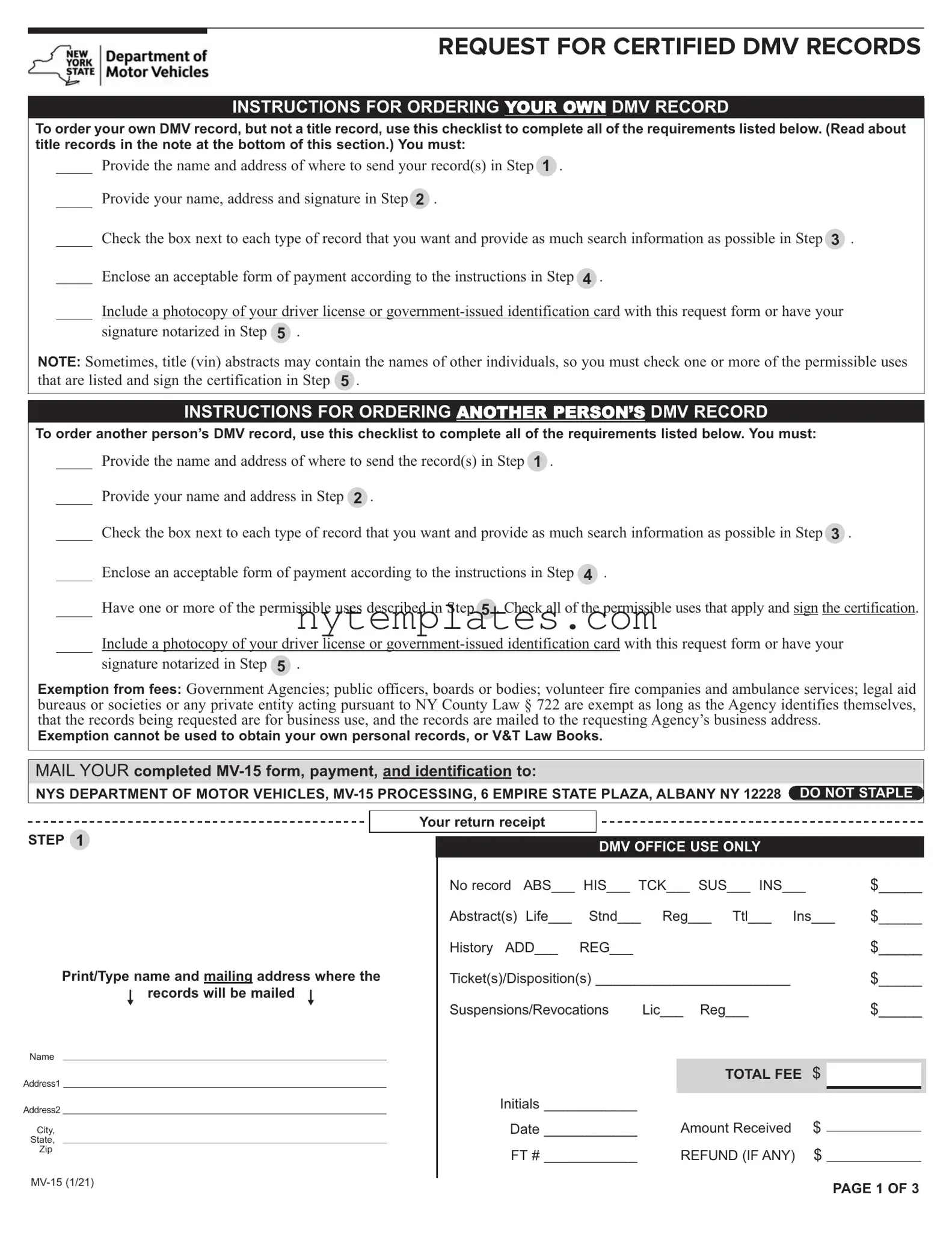 Fillable New York Request Form in PDF