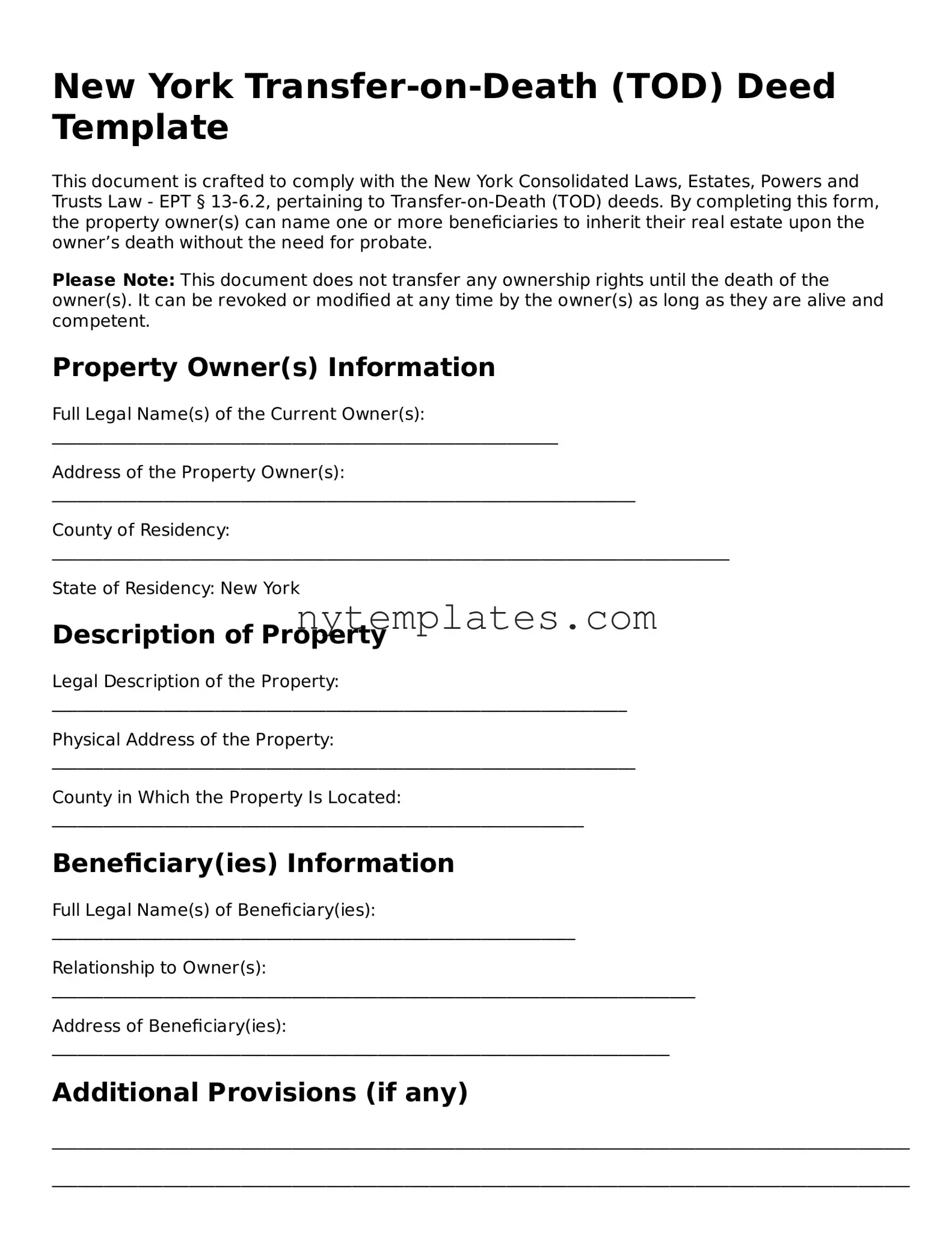 New York Transfer-on-Death Deed Form