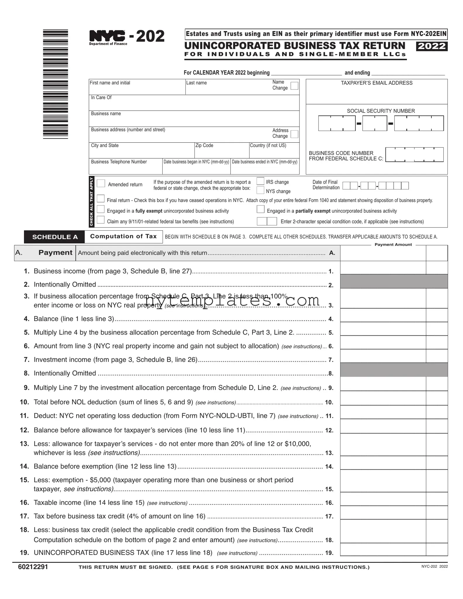 Fillable Nyc 202 Form in PDF