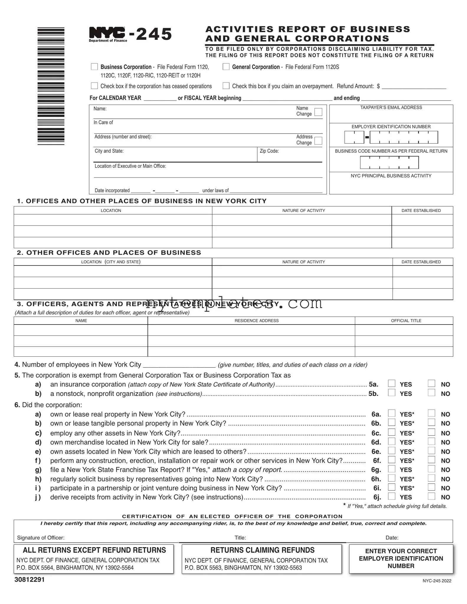Fillable Nyc 245 Form in PDF