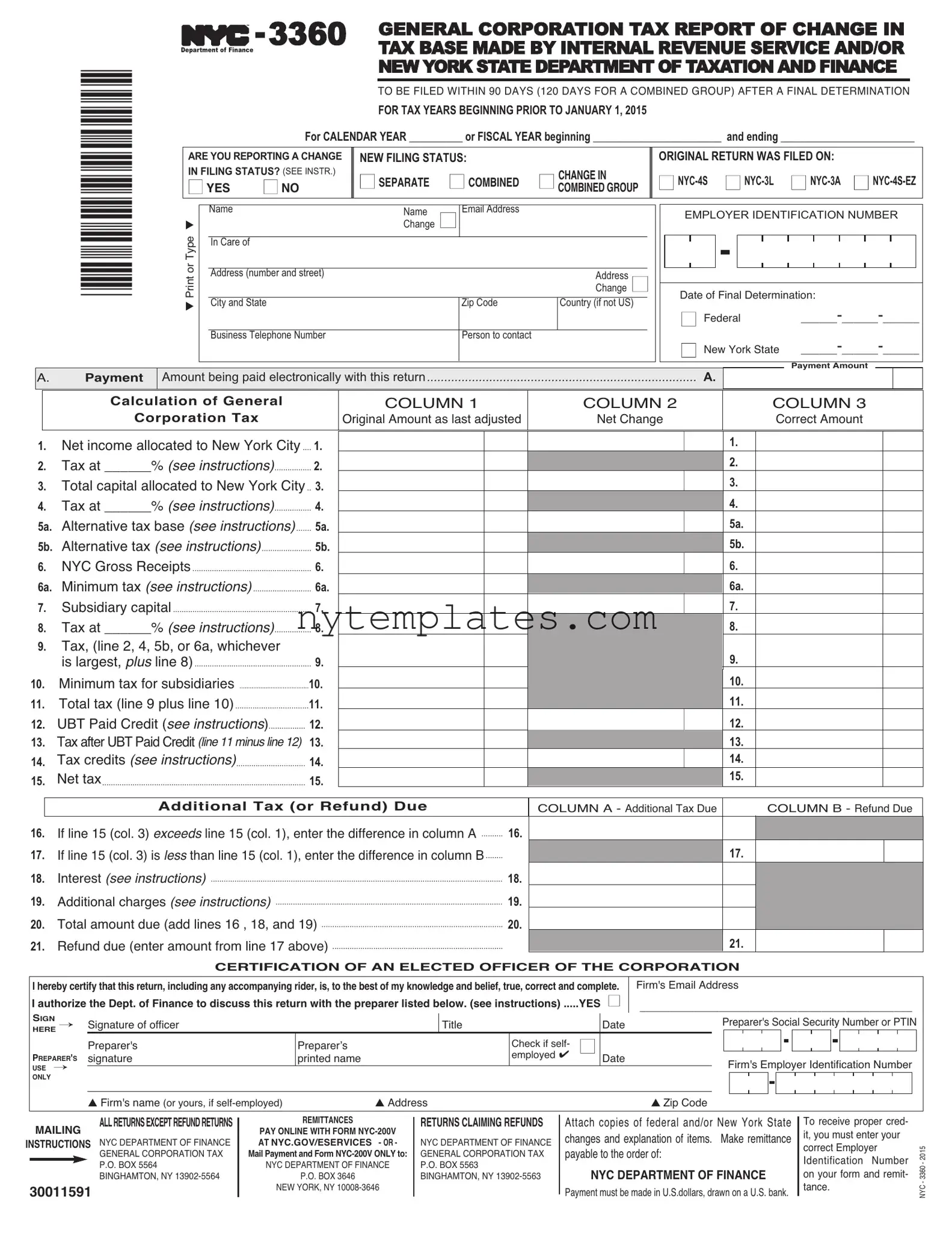 Fillable Nyc 3360 Form in PDF