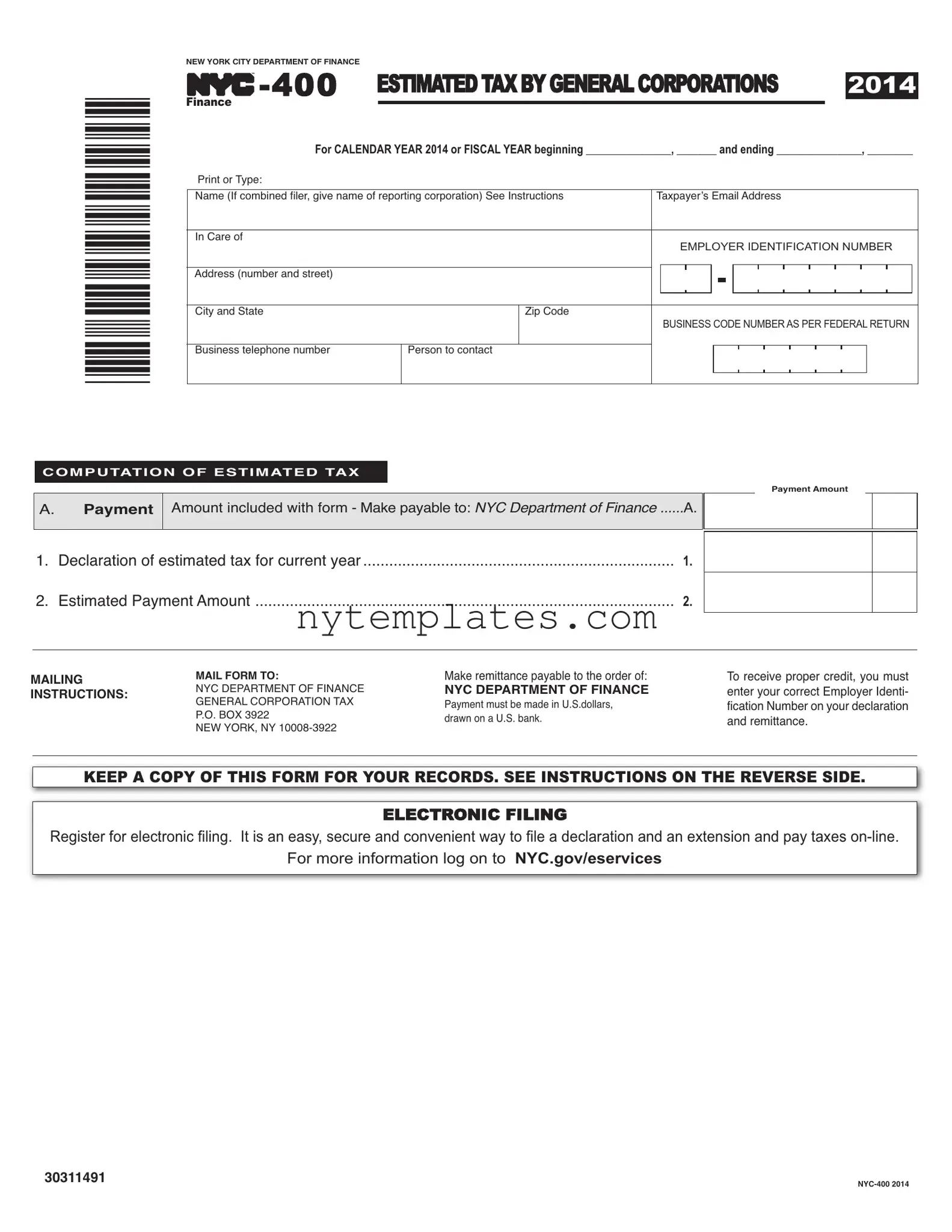 Fillable Nyc 400 Form in PDF
