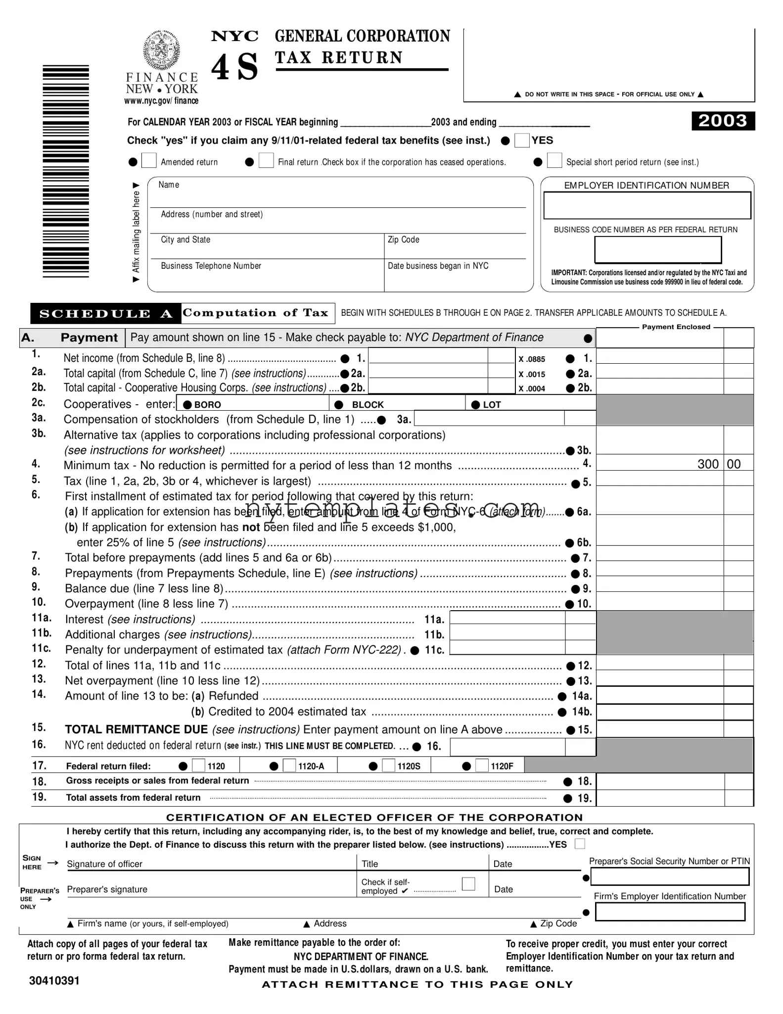 Fillable Nyc 4S Form in PDF