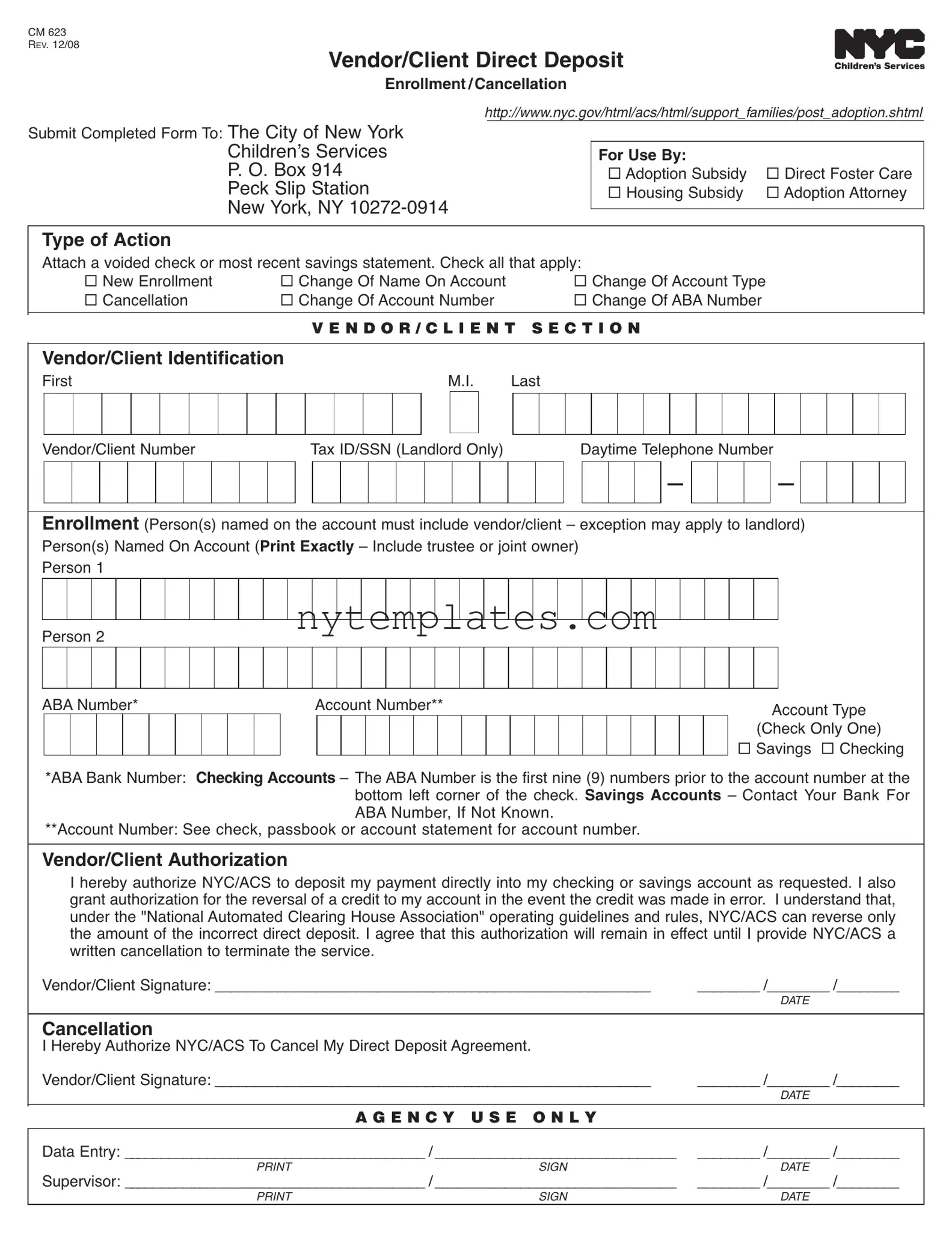 Fillable Nyc Cm 623 Form in PDF