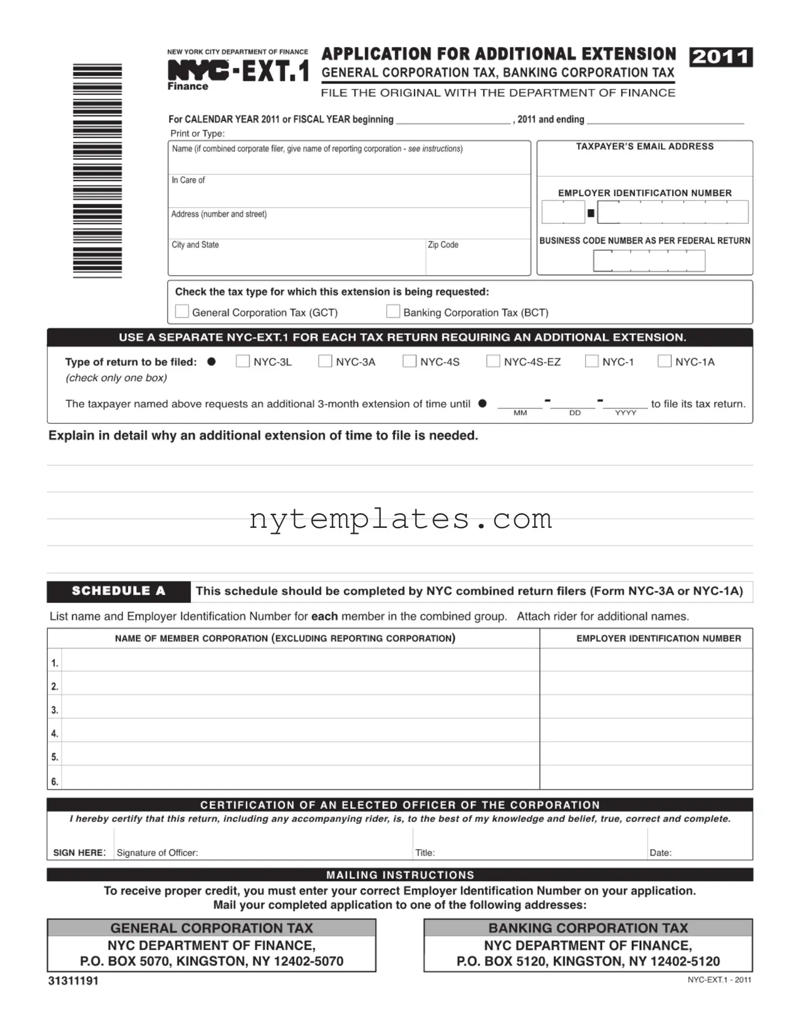 Fillable Nyc Ext 1 Form in PDF