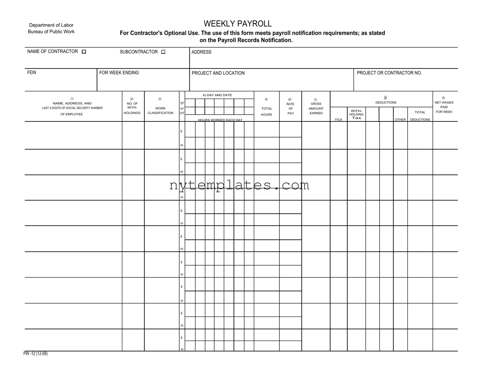 Fillable Nyc Payroll Form in PDF