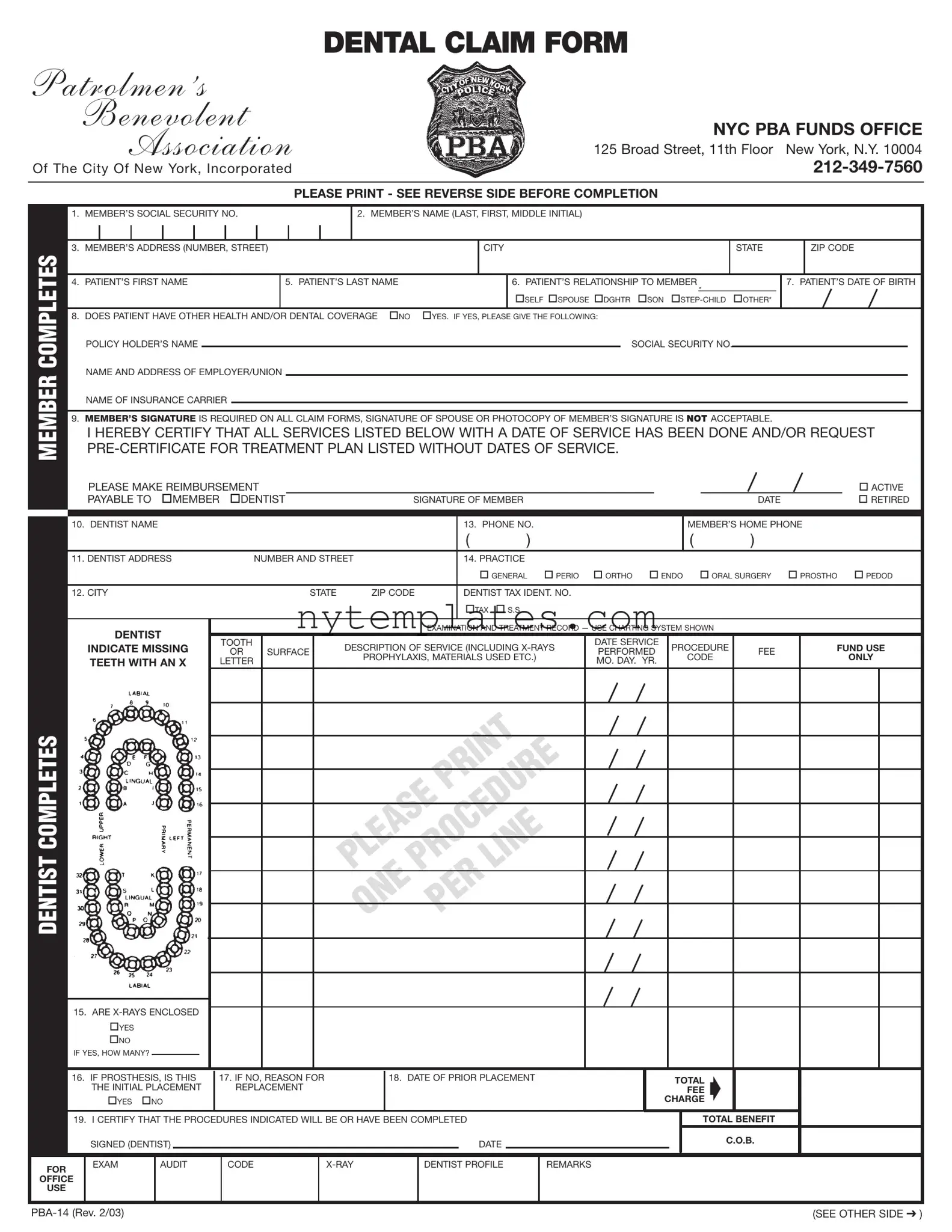 Fillable Nyc Pba 14 Form in PDF