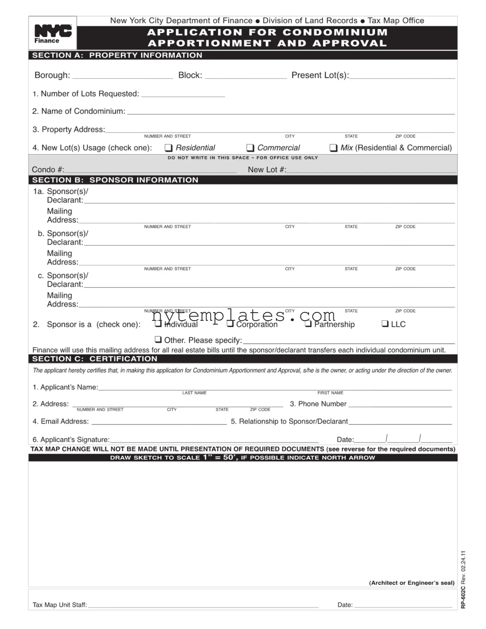 Fillable Nyc Rp 602C Form in PDF