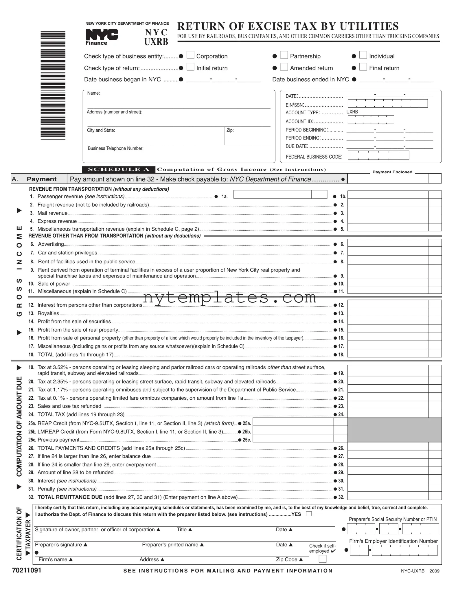 Fillable Nyc Uxrb Form in PDF