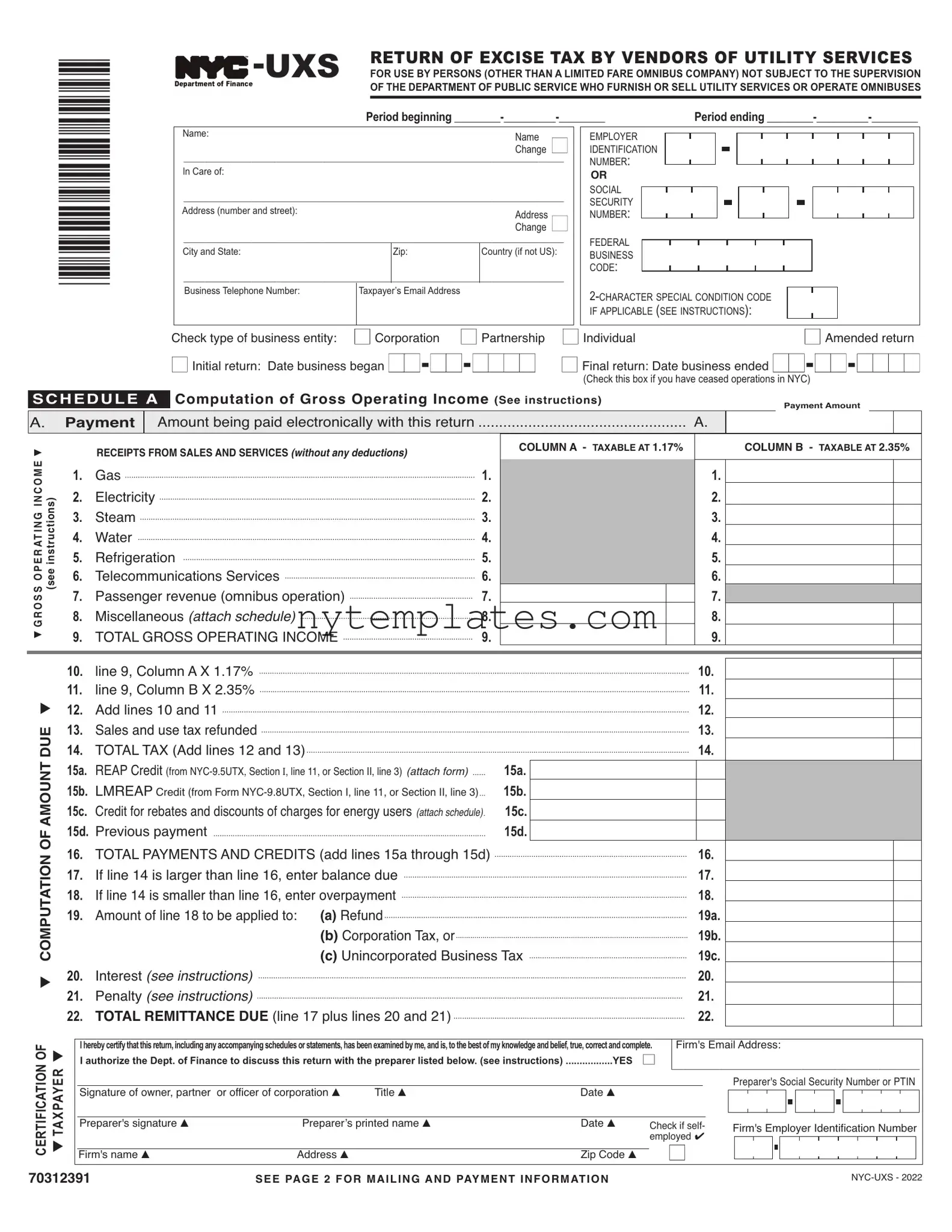 Fillable Nyc Uxs Form in PDF