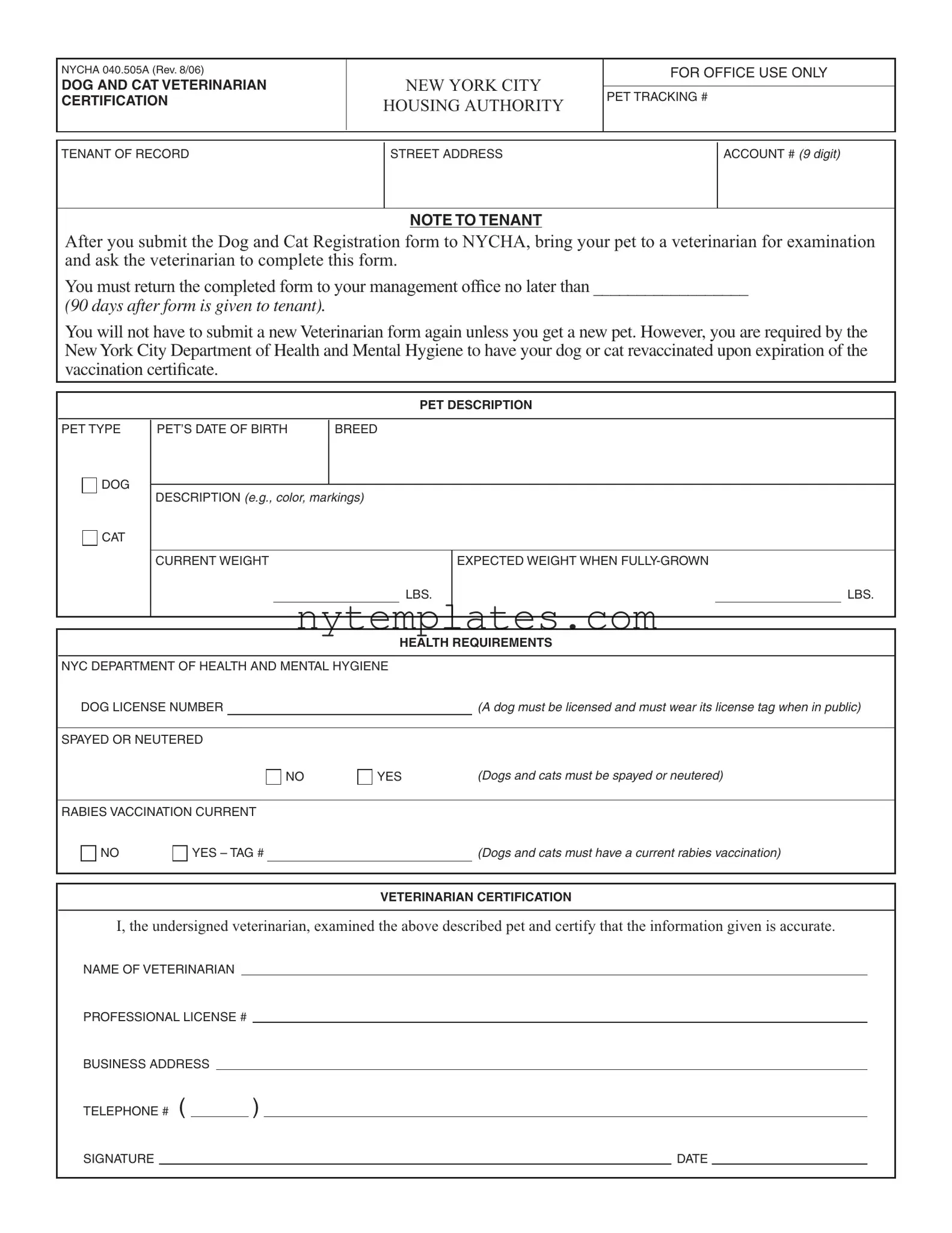 Fillable Nycha 040 505A Form in PDF