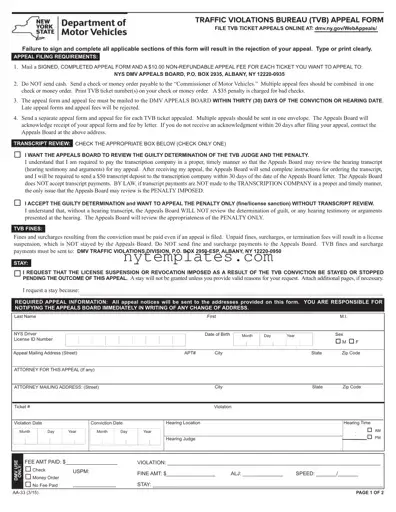 Fillable Aa 33 New York Form in PDF