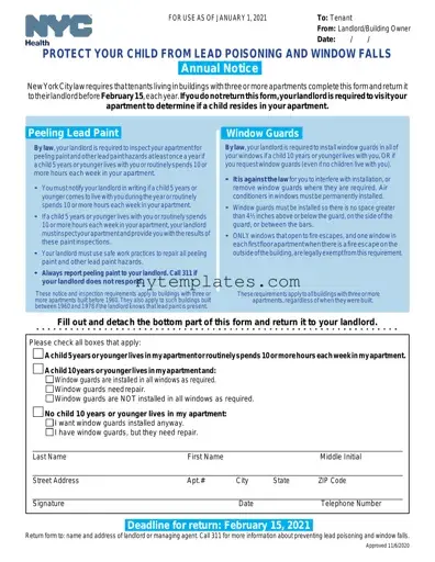 Fillable Annual Notice Nyc Form in PDF