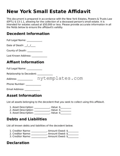 New York Small Estate Affidavit Form