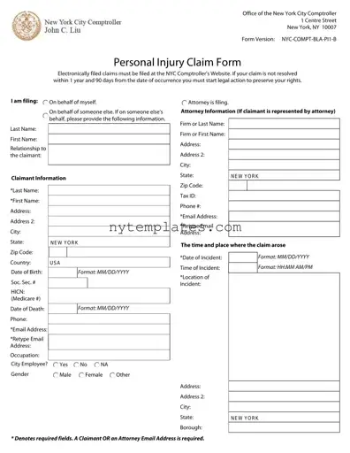 Fillable New York Claim Form in PDF