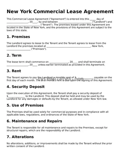 New York Commercial Lease Agreement Form