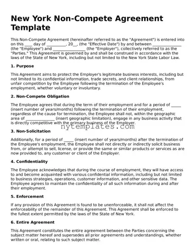 New York Non-compete Agreement Form