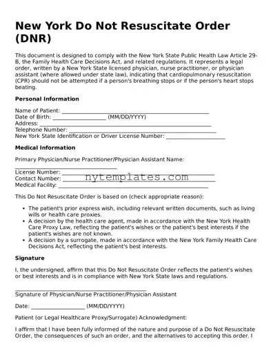New York Do Not Resuscitate Order Form