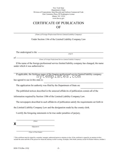 Fillable New York Dos 1710 Form in PDF
