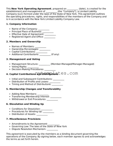 New York Operating Agreement Form