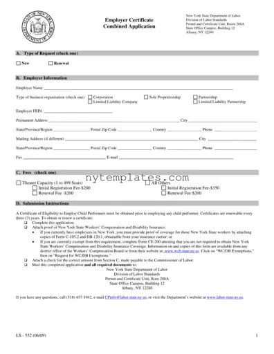 Fillable New York Ls 552 Form in PDF