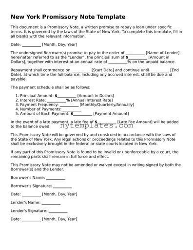 New York Promissory Note Form