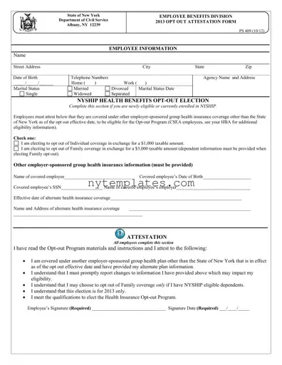 Fillable New York Ps 409 Form in PDF