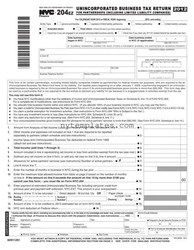 Fillable Nyc 204Ez Form in PDF