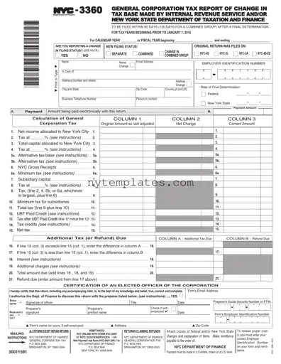 Fillable Nyc 3360 Form in PDF