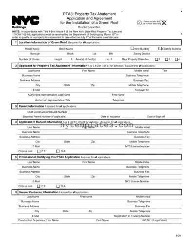 Fillable Nyc Buildings Pta3 Form in PDF