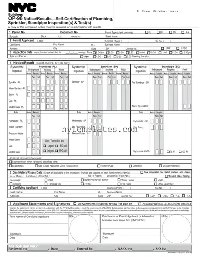 Fillable Nyc Op 98 Form in PDF