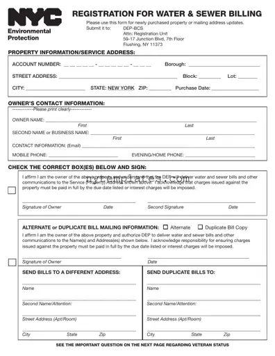 Fillable Nyc Water Billing Form in PDF