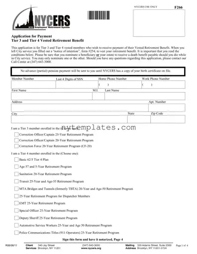 Fillable Nycers F266 Form in PDF