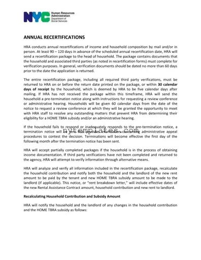 Fillable Nycha Annual Recertification Form in PDF