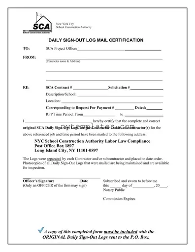 Fillable Nycsca Daily Form in PDF