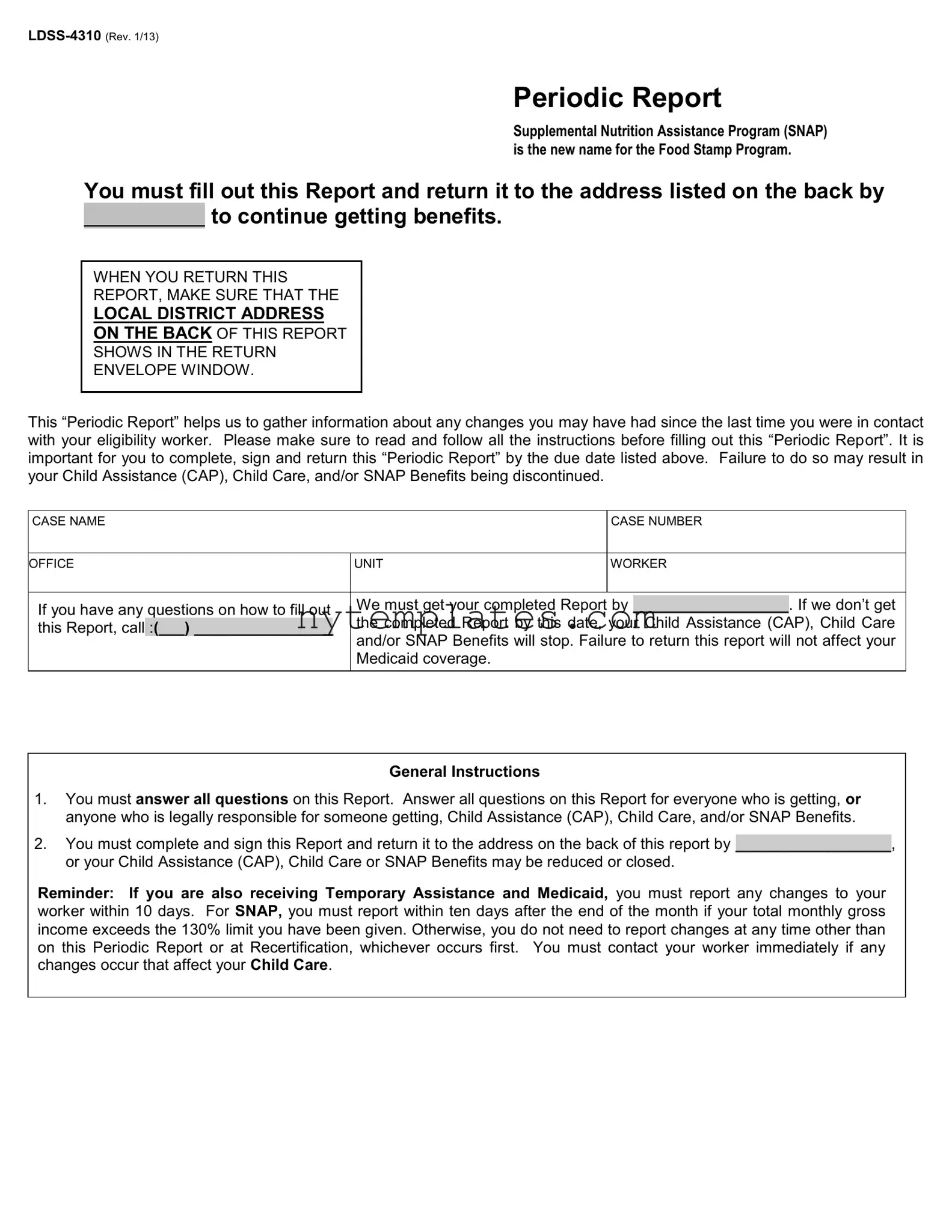 Fillable Snap Periodic Report Nyc Form in PDF